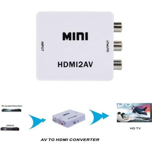 New 1080P HDMI to AV Adapter HDMI to CVBS Converter HDMI RCA Signal Adapter NTSC PAL Adapter for TV PS3 VHS VCR DVD DDA55-P3841