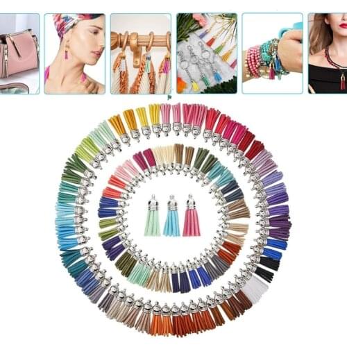 R58E Leather Tassel Pendants Jewelry Faux Suede Tassel for Keychain Straps DIY Accessories