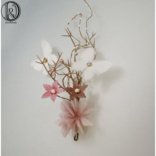 Don&Judy 2019 New Butterfly Flower Bouquet for Photography Props Hair Accessories Background Photo Shoot for Baby Girls