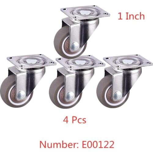 4 Pcs/lot Casters 1 Inch Tpe Caster Light Single Bearing Soft Rubber Wheel Quiet Wear-Resistant Office Furniture