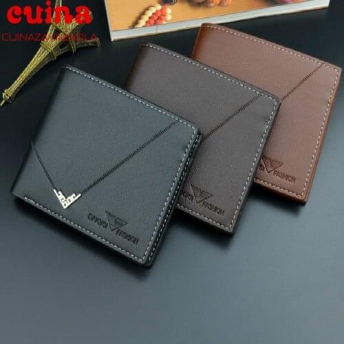 Luxury Men Wallet Pu Leather Card Holder Designer Wallet Bifold Minimalist Small Wallet Men Purse For Coins