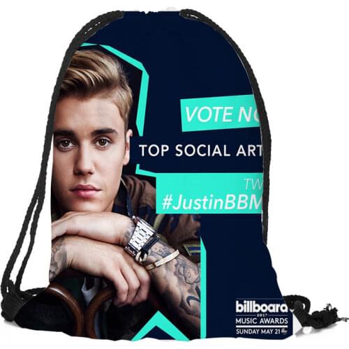 Custom Backpacks Justin Bieber Printing Pattern Drawstring Bags Travel Backpack Women daily Casual Girls knapsack