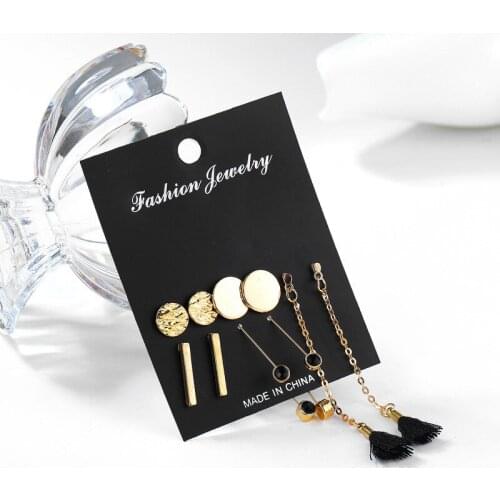 5 Pairs of Tassel Drop Earrings for Women Vintage Jewelry Modern Round Vertical Strip Ear Line Set Trendy Dangle Earrings