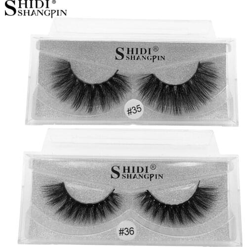 SHIDISHANGPIN 1 Pair Mink Eyelashes Natural Long 3D Eyelashes 3D Mink Lashes Volume Eyelashes Extension False Eyelashes #35-36S