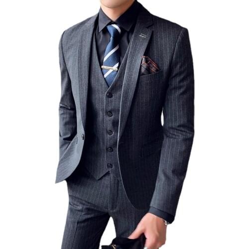 7XL ( Jacket + Vest + Pants ) Groom Wedding Suits Mensformal Business Suit 3 Pce Set Stage Performance Social Office Suit Male