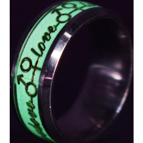 Luminous Love Letter Stainless Steel Rings For Women Jewelry Punk Dragon Fluorescent Glowing Statement Couple Rings Men