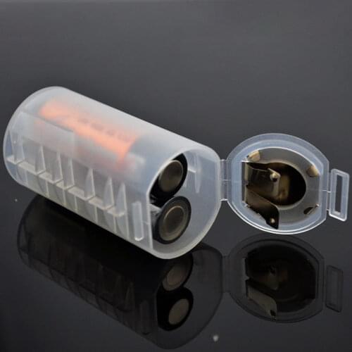 High Quality 1pcs 2 AA To D Size Battery Holder Conversion Adapter Switcher Converter Case White Plastic Batteries Storage Box