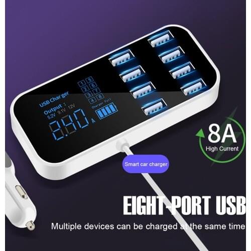 8 Ports USB Charger Phone Tablet Fast Charger For xiaomi Multi-Port USB Chargers for Car 8-Port Car Lighter Charging Station Hub