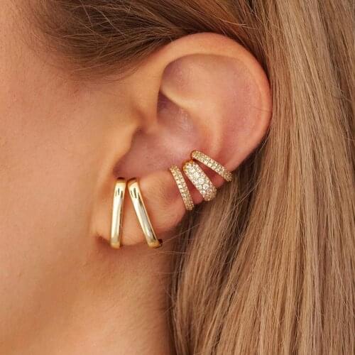 CRMYA Luxurious Gold & Silver Plated Stud Earrings For Women Fashion Ear Jacket Smooth earing Wedding Trendy Jewelry