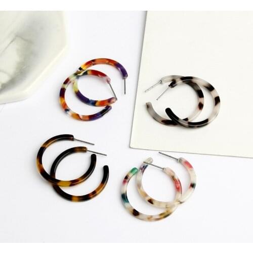 Vintage Simple Acrylic Acetate Earrings Geometric Round Hoop Earrings For Women Jewelry