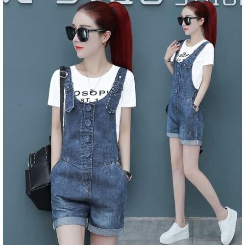 Women clothing denim fabric rompers summer overalls women playsuits suspenders shorts jeans women overalls summer rompers jeans