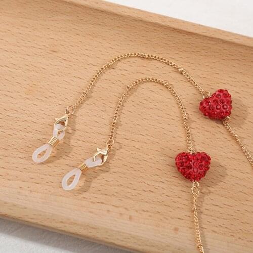 2021 New Korean Vintage Glass Bead Necklace Mask Chain Strap Hang On Neck Glasses Holder Rope For Women Glasses Strap Fashion