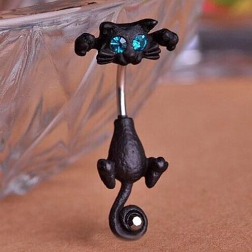 Fashion women Vintage Piercing Jewelry Cute Cat Navel Button rings For Personality Women Fine Sexy Body Piercing Punk Accessory