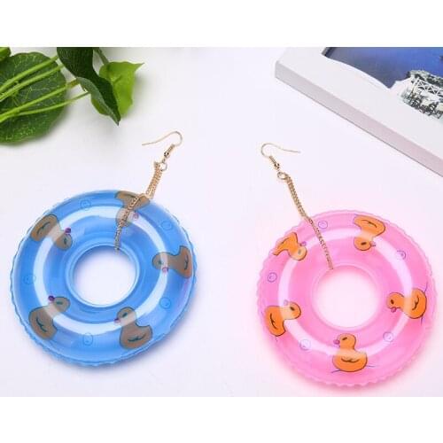 1 Pair Long Dangle Swim Ring Tassel Large Drop Earrings For Women Jewelry Hyperbole Accessories