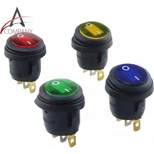 1Pcs KCD1-2 3 Pins ON/OFF SPST Rocker Switch Waterproof Car Boat LED Light Round Red