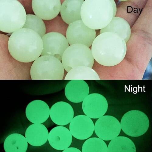 100Pcs/Bag Luminous beads fishing string hook line with beads fishing gear blocking fluorescent stone bracelet jewelry