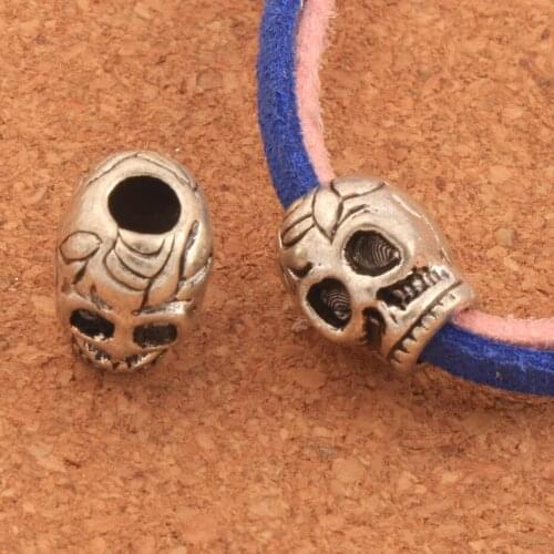 12pcs Skull Spacer Bead Charm Beads Fit European Bracelet L1267 12x9.5mm Zinc Alloy