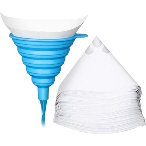 50Pack 100 Micrometre Paint Cone Paint Strainers with 1 Pcs Silicone Funnel, 100 Micrometre Paint Filter with Fine Nylon