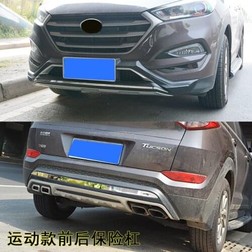 Car styling For Hyundai Tucson 2015-2018 High quality plastic ABS Chrome Front+Rear bumper cover trim