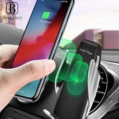 10W Qi Wireless Charger Car Infrared Sensor Automatic Clip For iPhone X Xs Max 8 Plus Samsung S10 S8 S9 Wireless Fast Charging