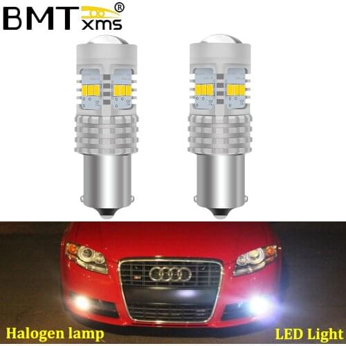 BMTxms 2Pcs P21W 1156 BA15S LED Canbus For Audi A3 A4 A5 VW MK7 Golf CC Ford Fusion BMW F30 3 Series DRL Turn Signal Light
