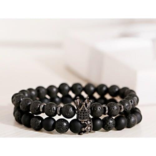 2020 Charm Crown Bracelet Set Bracelet Homme Trendy Classic Stone Beaded Bracelet Pulsera Hombre