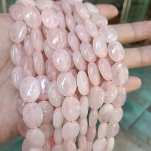 About 12x16x6mm Oval Shape Natural Rose Quartzs Stone Beads DIY Loose Pink Crystal Beads For Jewelry Making Strand 15