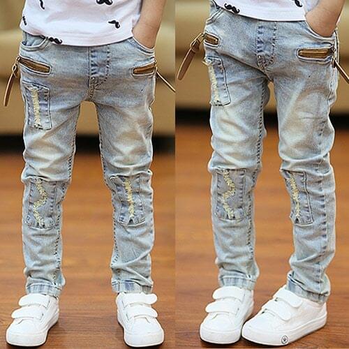 Kids boys jeans Spring Autumn Children Boys Trousers Fashion Cotton Pencil Pants Zipper Leggings Boy Wild Jeans