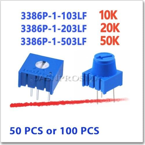 JASNPROSMA 3386P 50PCS 100PCS 10K 20K 50K 103 203 503 With knob Precision Adjustable