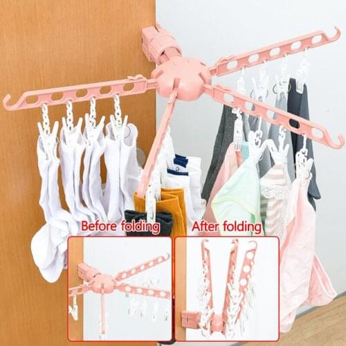 Multifunctional Foldable Drying Rack Balcony Windproof Underwear And Socks Storage Rack Hangers For Clothes Clothespins Hooks