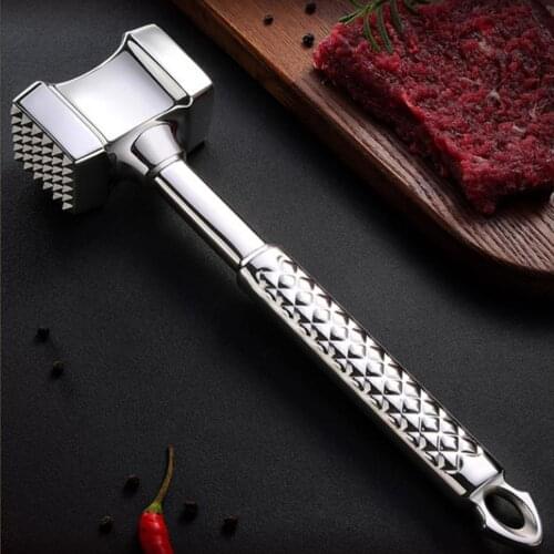 Meat Mallet Sturdy Multifunctional Stainless Steel Double-sided Loose Beef Steak Pork Hammer Reusable Safe Tenderizer Tool