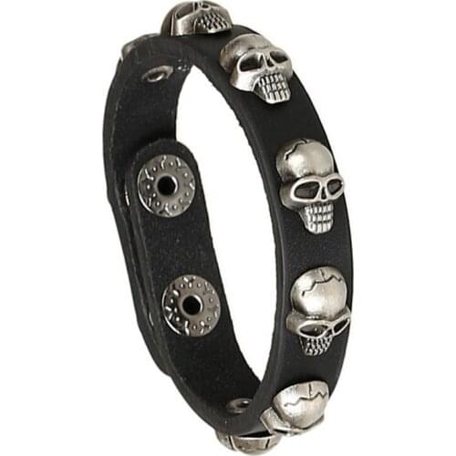 CIBOCIBO Skeleton Bracelet Men Classic Leather Rope Wristband Braided Bracelet For Men Luxury Fashion Men Gifts Pulsera Hombre