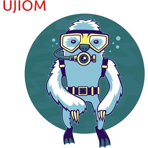UJIOM Wall Stickers Cartoon Scuba Sloth Wallpaper Decoration Windows Sticker Accessories Waterproof Room Home Decor Art Decals
