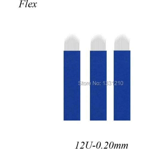 NANO 0.20mm Blue 12U shape Laminas Microblading Tebori Agulhas Manual Eyebrow Tattoo Needles Blue
