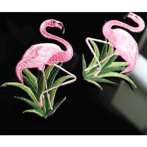 DIY Flamingo embroidered Patches for Clothing sew on animals Embroidery parches for backpack Clothing Applique Decoration Badge