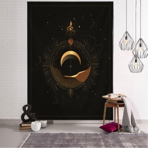Sun Moon Constellation Tapestry Wall Hanging Star Sky Divination Witchcraft Psychedelic Dark Mysterious Bedroom Home Decor