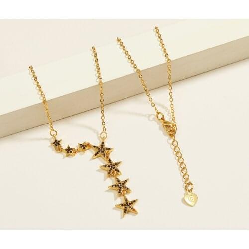 Clavicle chain Necklace Women Jewelry Yellow Gold Filled Star Shaped Fashion Accessories Gift