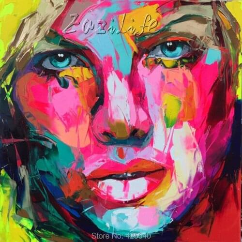 Palette knife painting portrait Palette knife Face Oil painting Impasto figure on canvas Hand painted Francoise Nielly 15-35