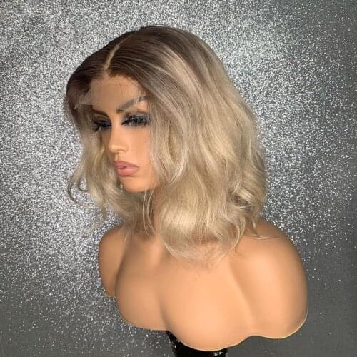 Ombre Blond Lace Wig for Women Transparent Lace Body Wave Human Hair Remy Lace Front Wigs Blonde Wig with Baby Hair Bleach Knots