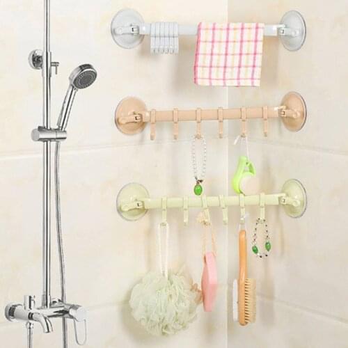 6 Hooks Hanging Towel Racks Bathroom Adhesive Wall Hanger Storage Hanger Kitchen Organizer Suction Cup Hooks Closet Hanging
