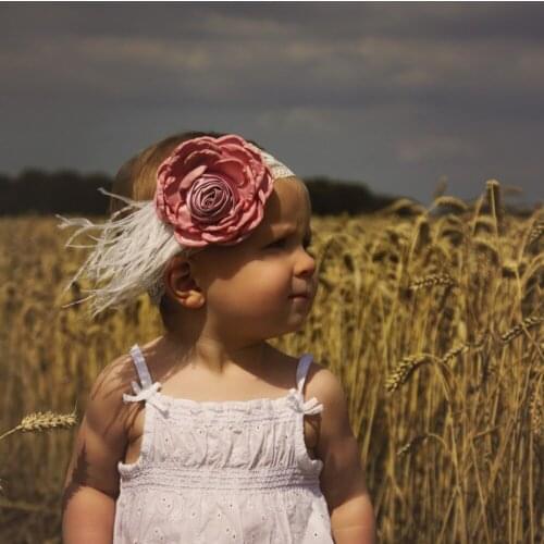 Baby Girl Hair Accessories Vintage Headbands Feather Flower Matching Rhinestone Bow Lace Hairbands Newborn Photo Prop Bebe Fille