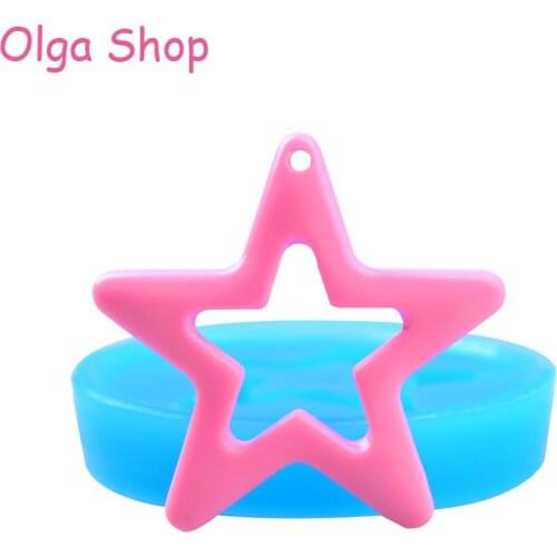 PYL263 46mm Star Silicone Mold with Holes Fondant Food Safe Polymer Clay Candles Cabochon Chocolate Cheese Icing