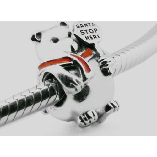 Christmas Polar Bear Beads for Silver 925 Original Charms Bracelets Women Jewelry Stop Sign Red Enamel Beads for Jewelry Making