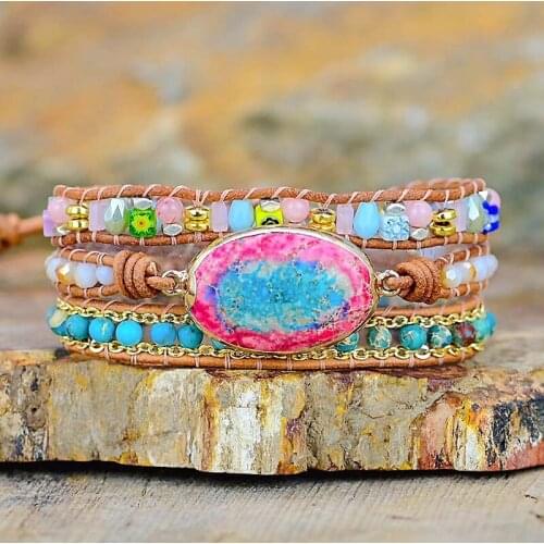 Mixed Color Emperor Stone Bracelet Vogue Colorful Nautural Stone 3 Layer Bracelet for Women Jewelry Charm Bracelet Dropshipping