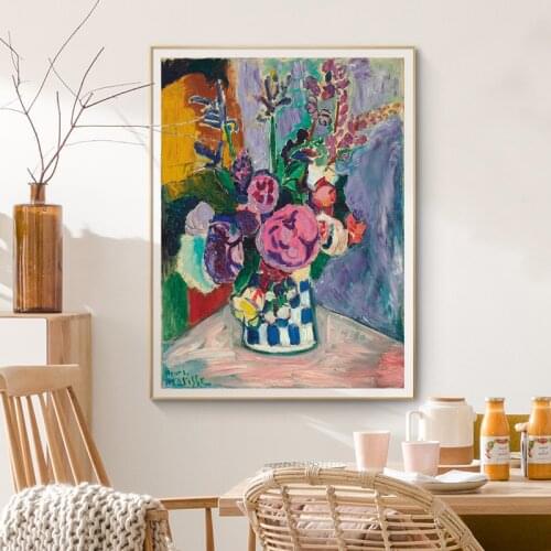 Vintage Matisse Peonies Flower Canvas Oil Paintings Master Poster Prints Frame Wall Art Pictures Kitchen Home Decor