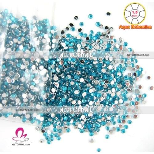 Aqua Bohemica A_Grade 1.5mm faceted round rhinestone nail art 12packs nail rhinestones (21 colors available)-Free Shipping