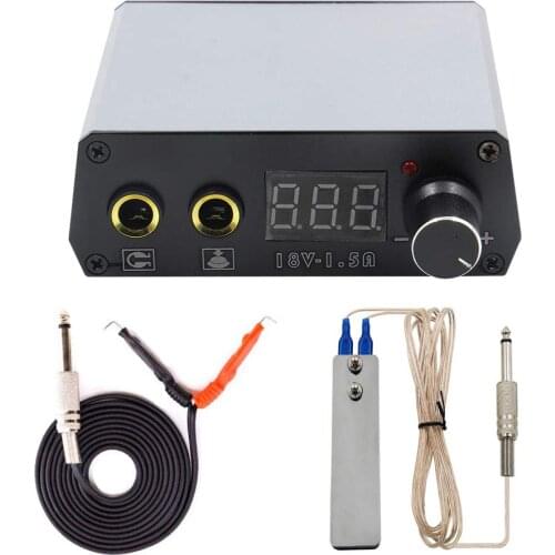 YUELONG Silver Digital Tattoo Machine Power Supply with Tattoo Foot Switch and Clip Cord Kit for Tattoo Machine Gun Supplies