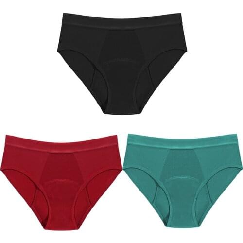 3COLORS Leak Proof Menstrual Panties Women Heavy Absorbency Four-layer Leakproof Women Period Underwear Women Lingerie S-6XL