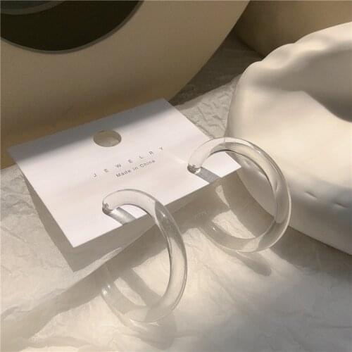 ZDMXJL Korean Fashion Hip-hop Women Earring Exaggerated Simple Round Hoop Earrings Circle Resin Jewelry For Women Accessories