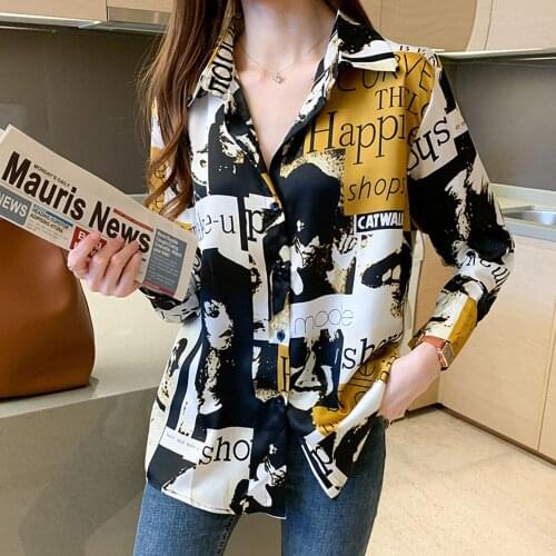 Womens Summer And Autumn Tops Fashion Print Lapel Buttons Casual Loose Long Short Sleeve Cardigan 2021 Woman Office Shirt